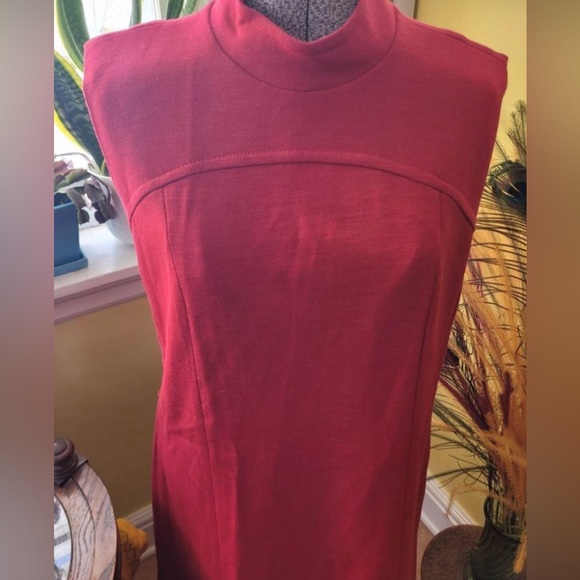 Vintage 1960s Pendleton, Mod Red Dress, Virgin Wool, sleeveless, US10 - Picture 3 of 4